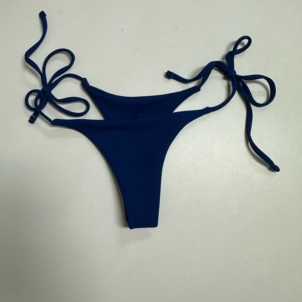 Blue Ribbed Bikini Bottom - Picture 4 of 4
